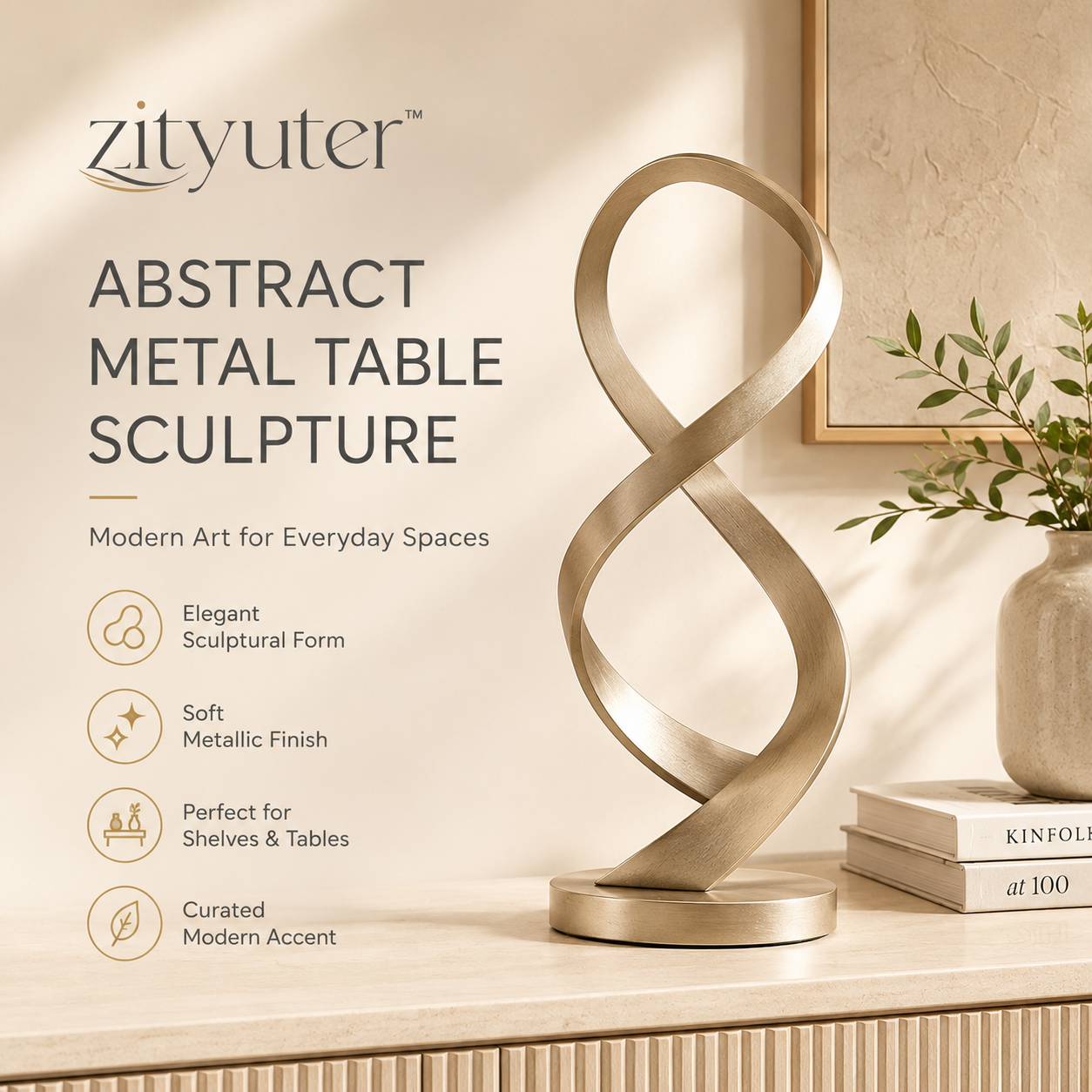 𝑧𝑖𝑡𝑦𝑢𝑡𝑒𝑟™ Abstract Metal Table Sculpture