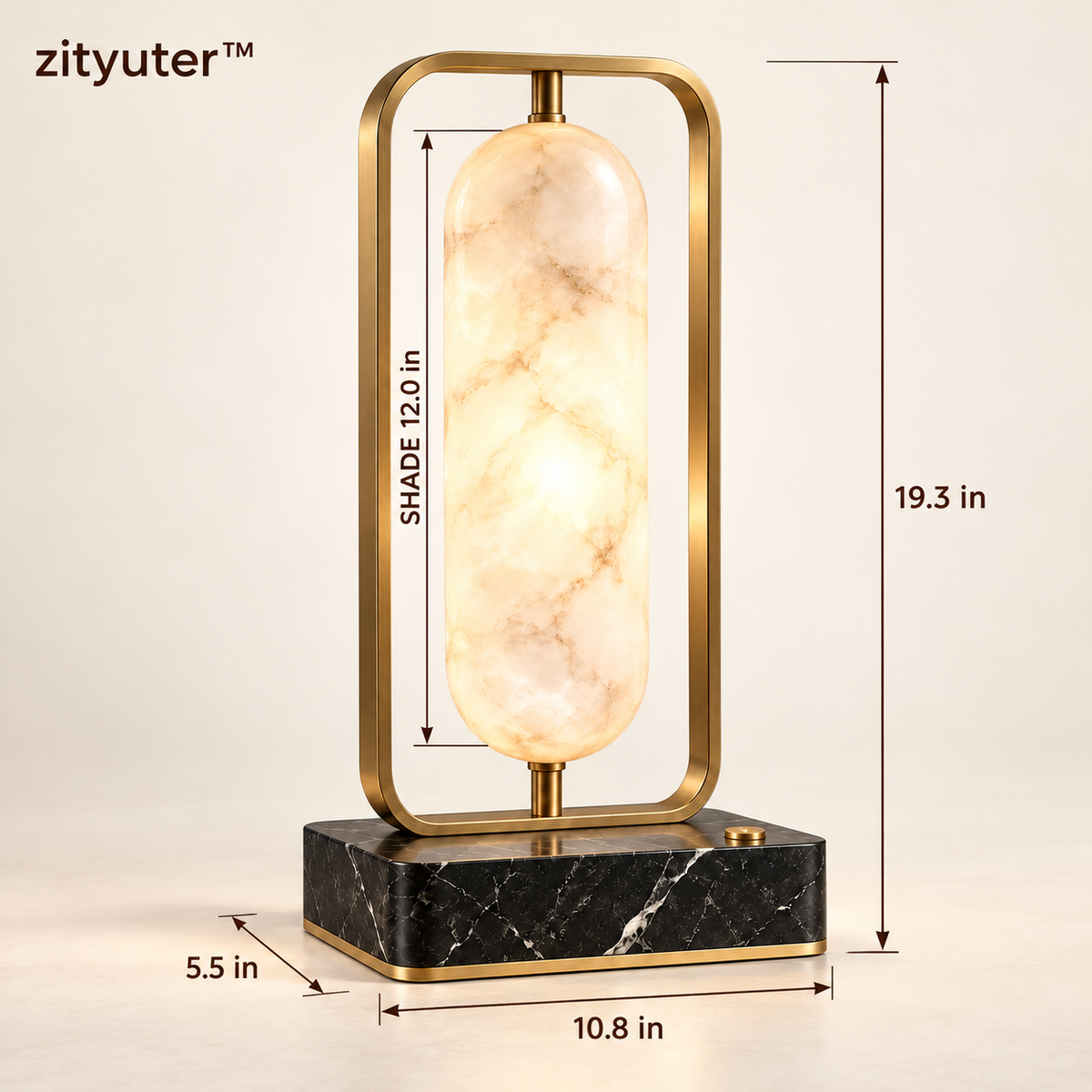 zityuter Alabaster Veil table lamp dimensions and construction details