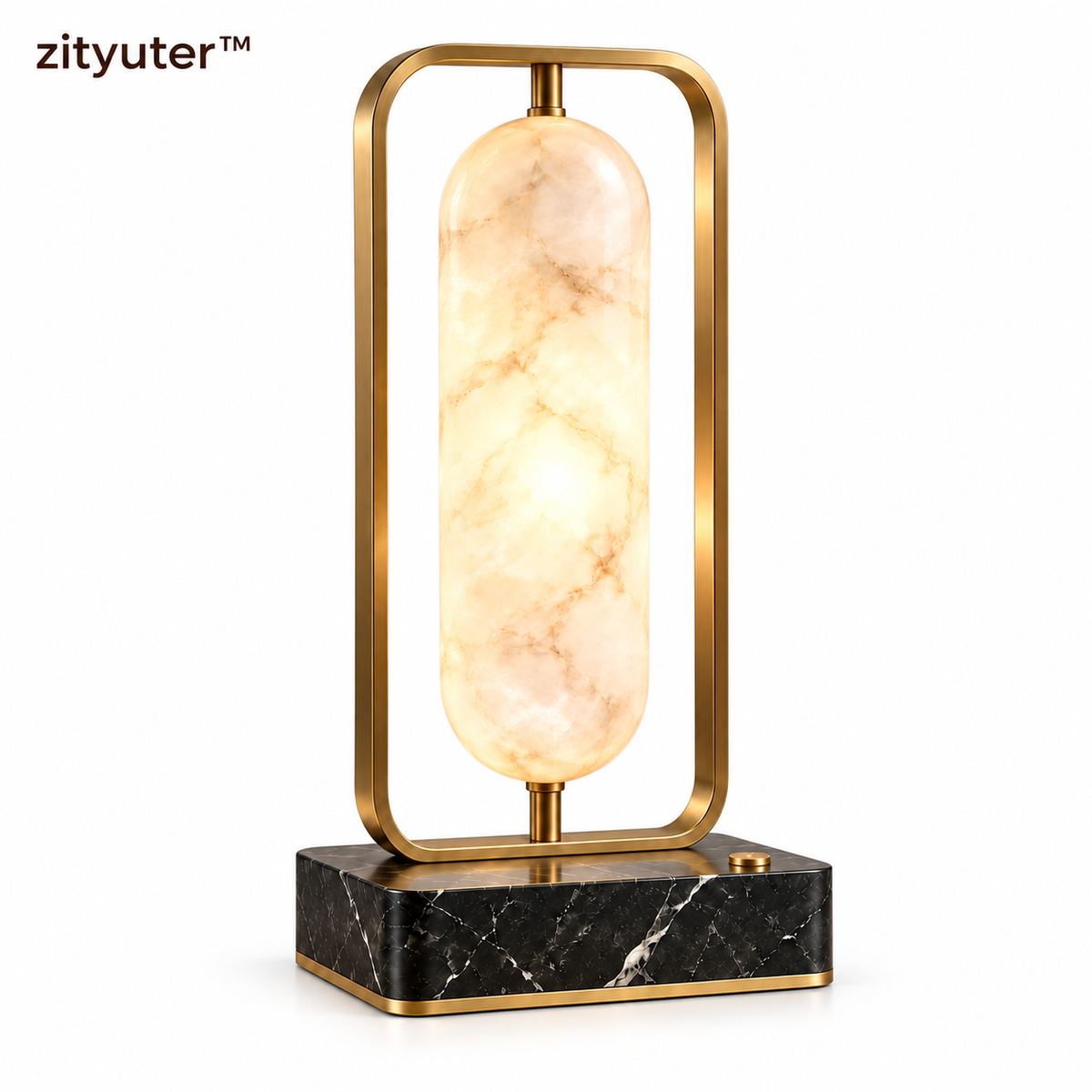 zityuter Alabaster Veil brass table lamp on a white background