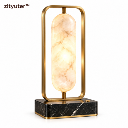 zityuter Alabaster Veil brass table lamp on a white background