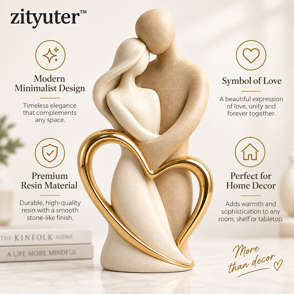 zityuter Eternal Embrace Gold Heart Couple Sculpture features and benefits