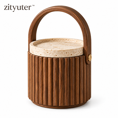 zityuter™ Fluted Walnut Storage Box - White Background