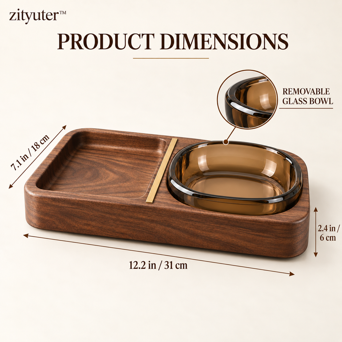 zityuter valet tray dimensions and removable glass bowl