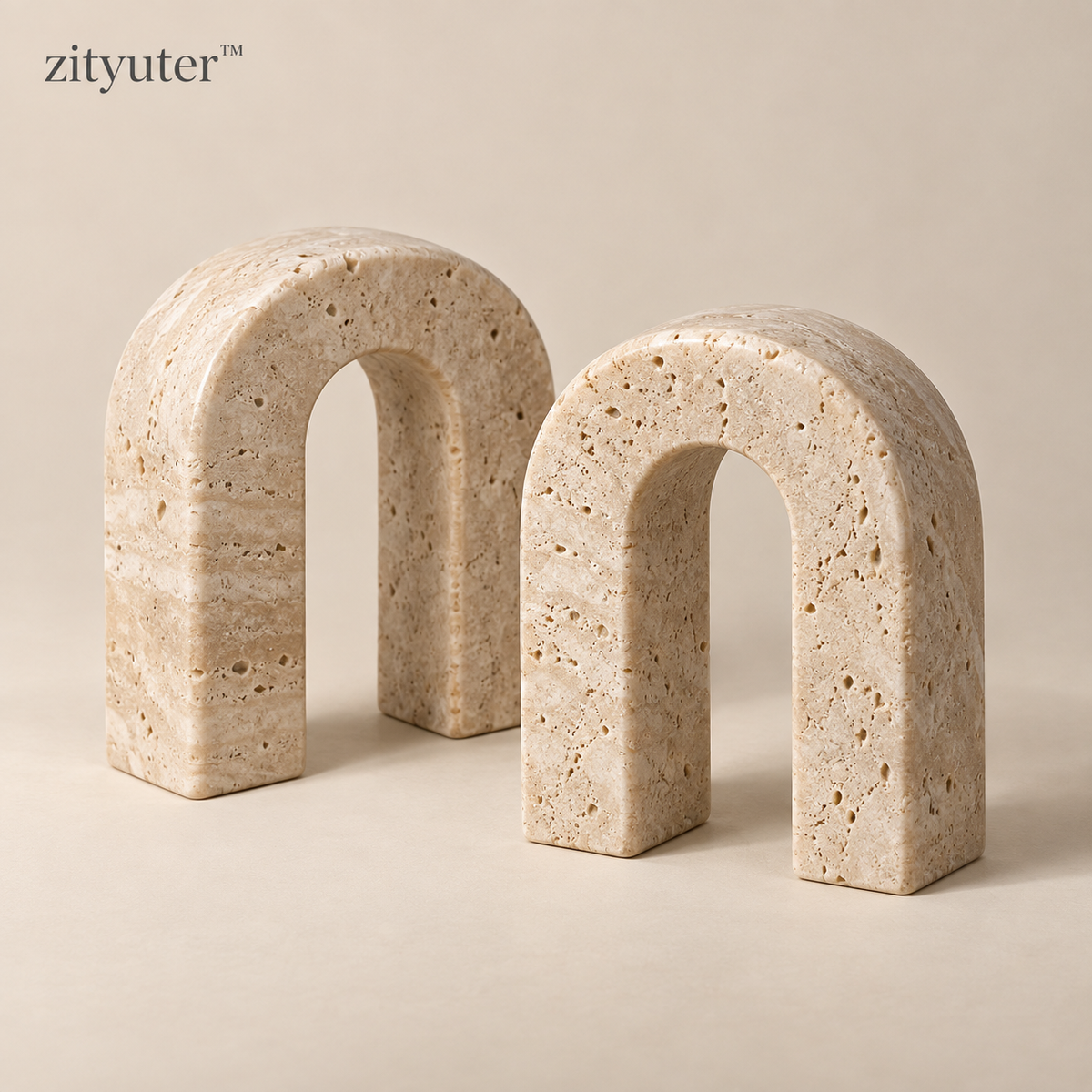 zityuter Travertine Double-Arch Bookends set of two main image