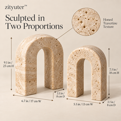 zityuter Travertine Double-Arch Bookends dimensions and stone texture